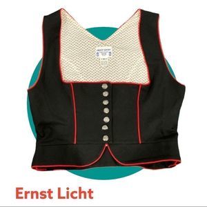Vintage Ernst Licht black and red Dutch dirndl made in Germany vest size 12